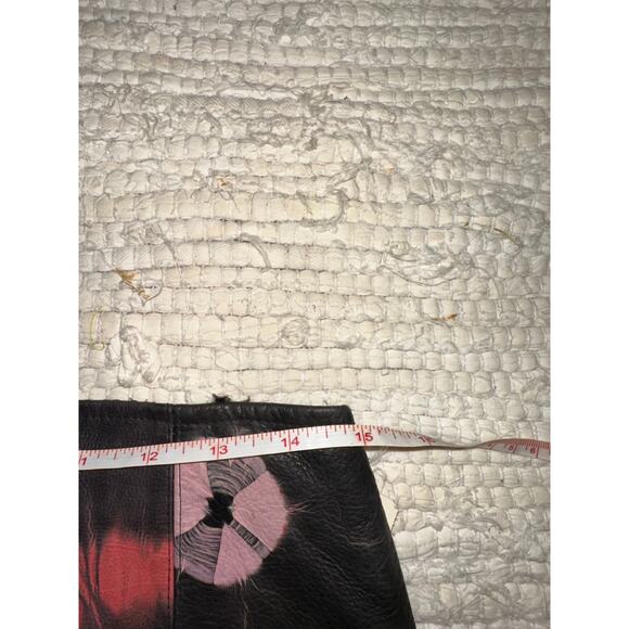VINTAGE BETSEY JOHNSON TIE DYE LEATHER MINI SKIRT S - Picture 4 of 5